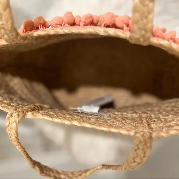 ⚜️💛⚜️Shiraleah Aubrey small pompom Jute Bag Bohemian - Picture 7 of 17